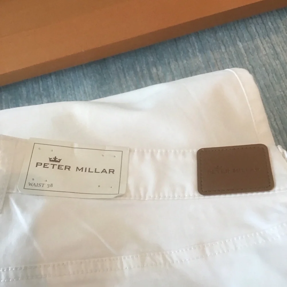 NEW‎ Peter Millar White Five Pocket Stretch Cotton Chino Pants Slacks 38 x 34